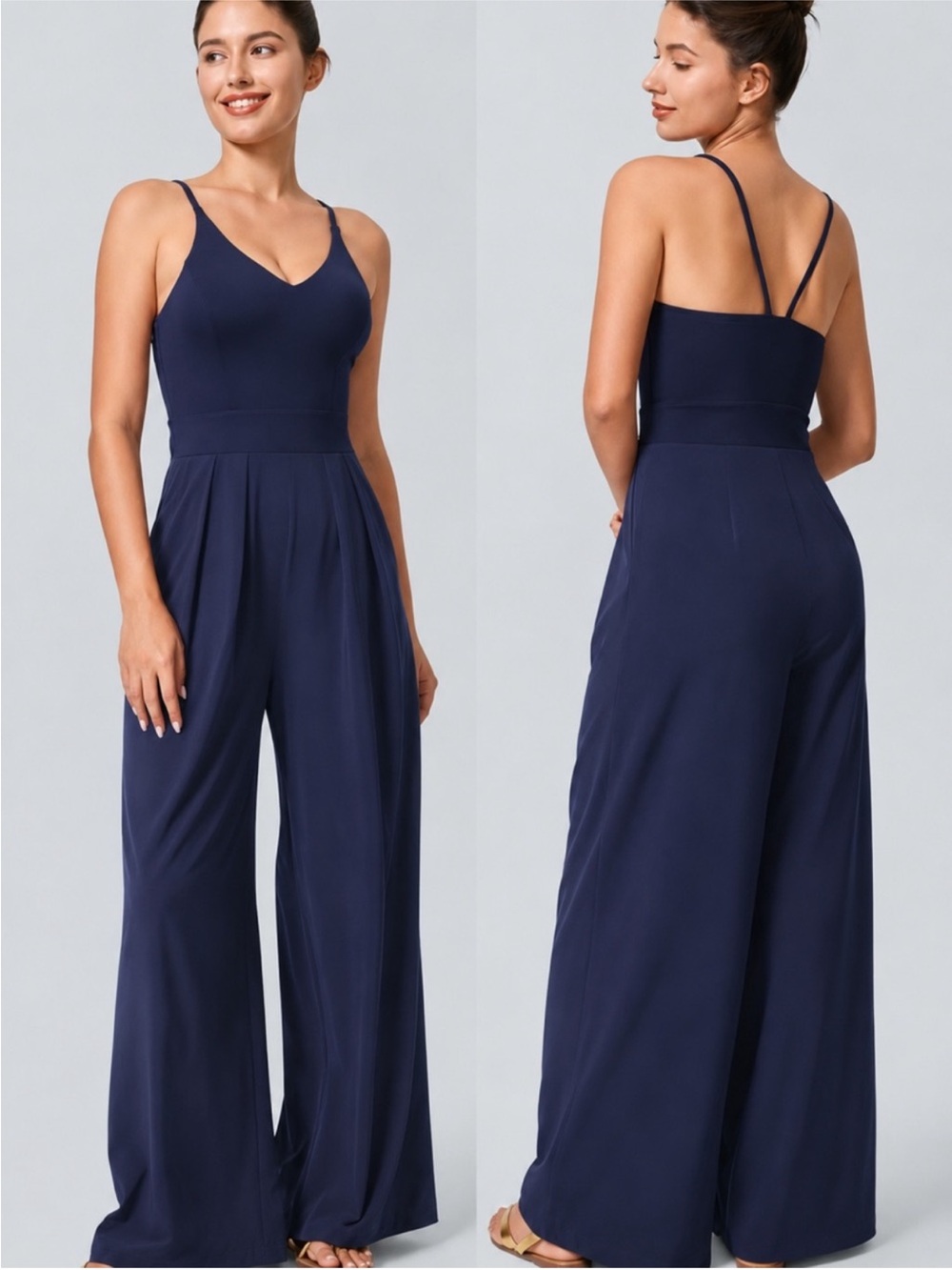 HALARA Wide Leg Jumpsuit w/ Pockets Navy Blue Size Medium